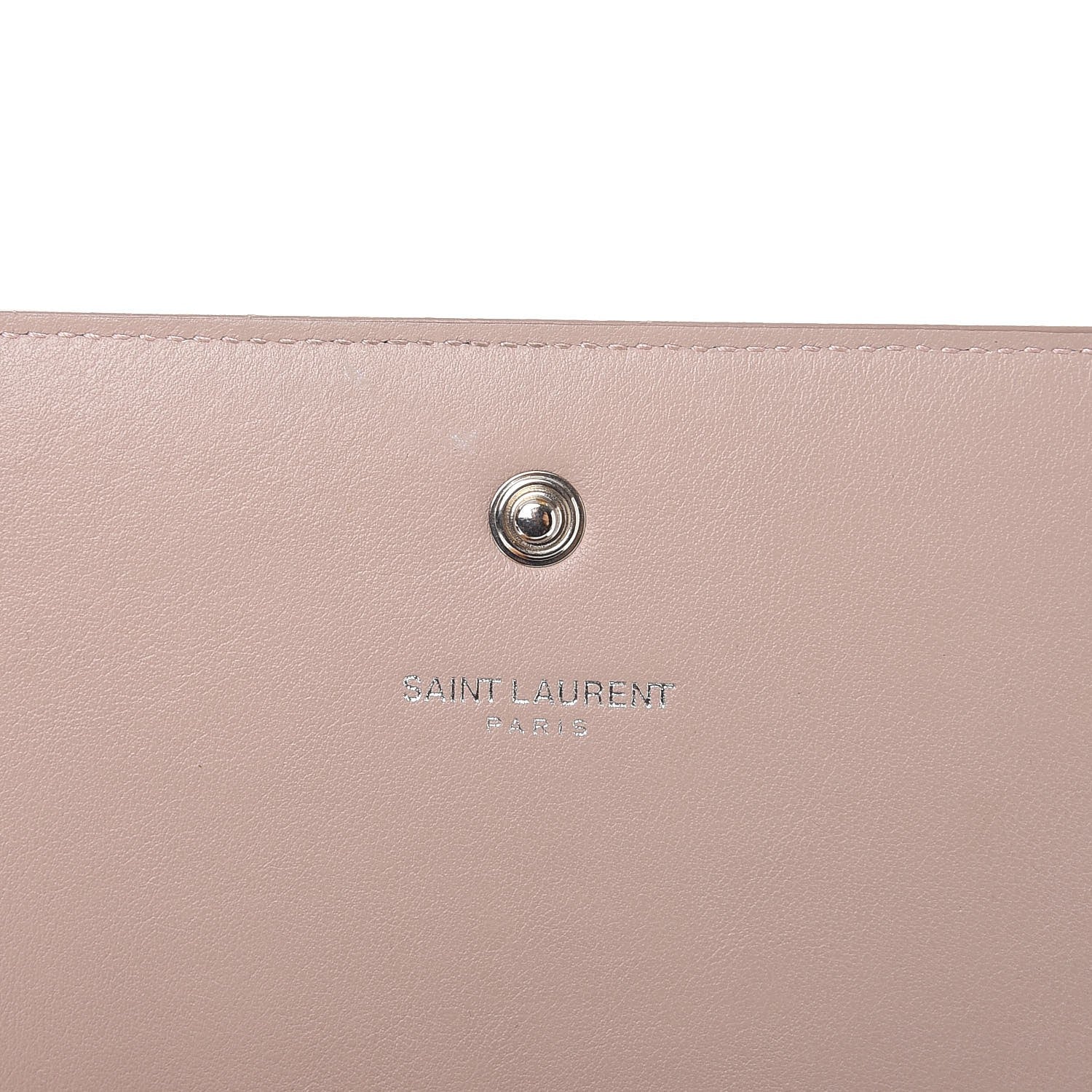 Saint Laurent Calfskin Crocodile Embossed Monogram Chain Wallet Rose Antic 6 of 11