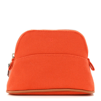Hermes Cotton Canvas Mini Mini Bolide Travel Cosmetic Pouch Feu 1 of 7