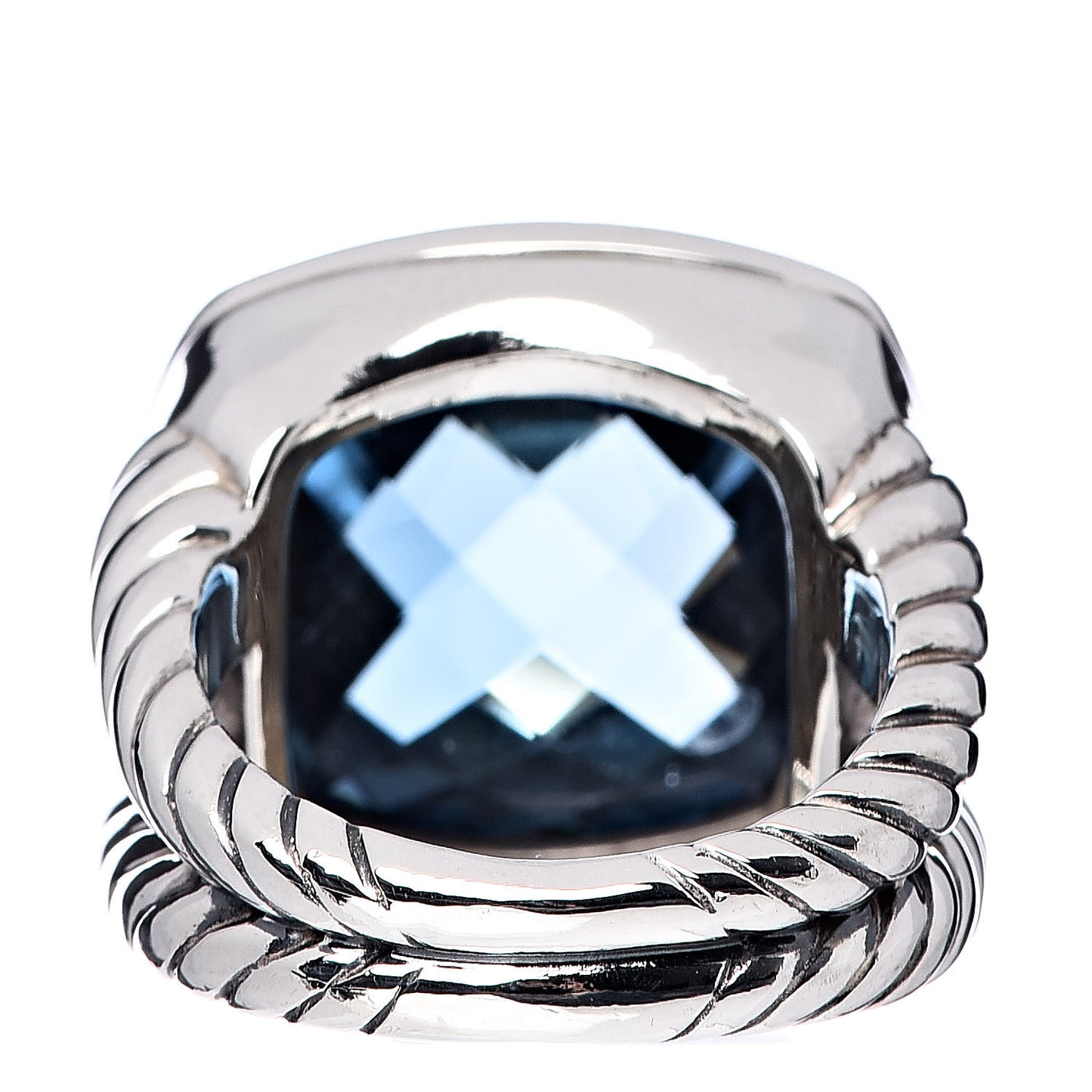 Sterling Silver Diamond Blue Topaz 17mm Albion Ring 56 7.5