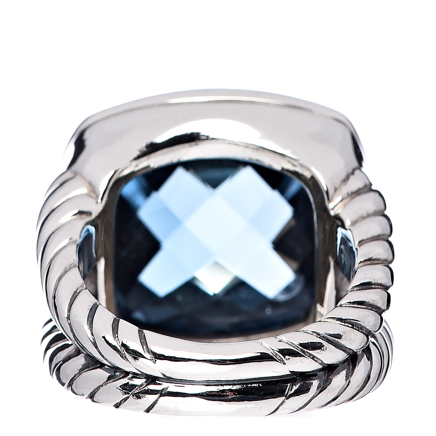 David Yurman Sterling Silver Diamond Blue Topaz 17mm Albion Ring 56 7.5 4 of 6