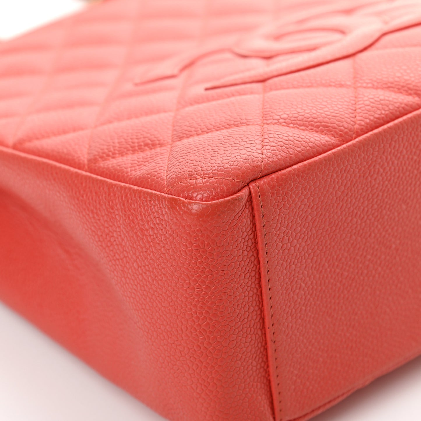 Caviar Quilted Petit Shopping Tote PST Orange