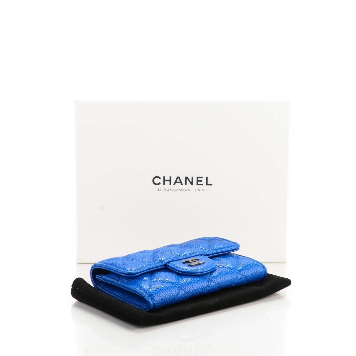 Chanel Caviar Quilted Card Holder Blue 4 of 8