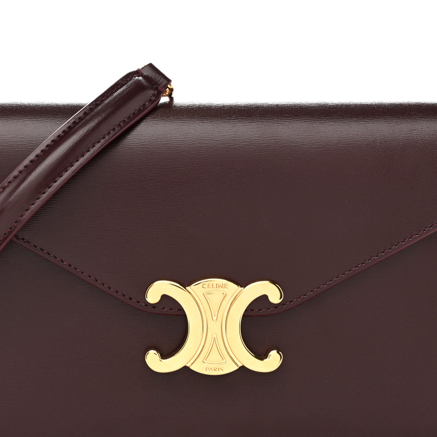 Shiny Calfskin Triomphe Margo Wallet on Chain Burgundy