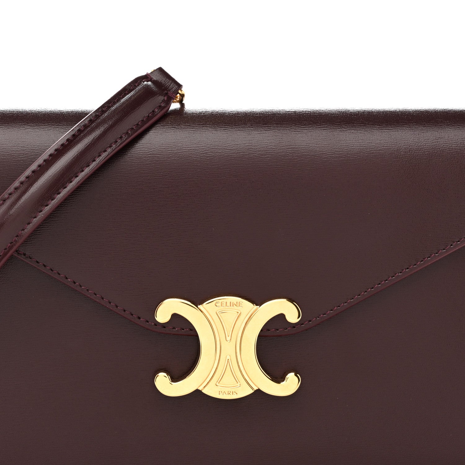 Celine Shiny Calfskin Triomphe Margo Wallet on Chain Burgundy 8 of 11