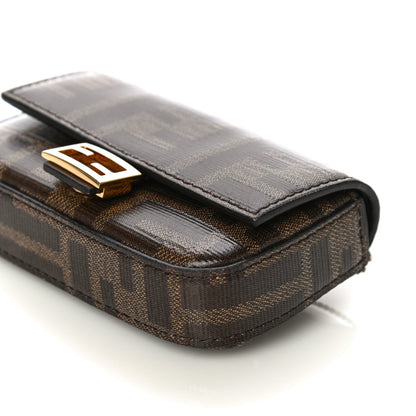 Fendi Glazed Fabric FF 1974 Nano Baguette Charm Mogano Panna 8 of 10