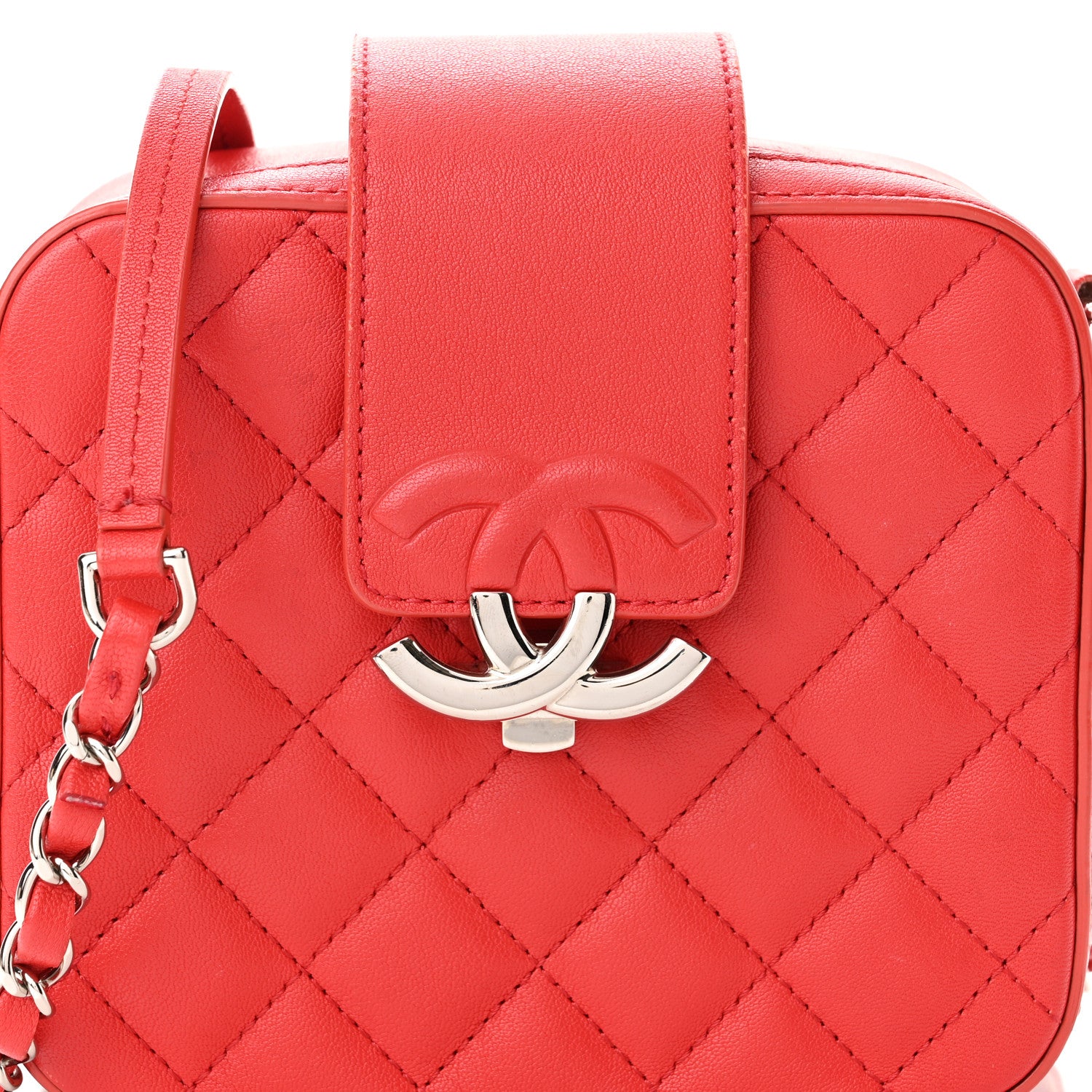 Chanel Lambskin Quilted Mini CC Box Camera Bag Red 8 of 14