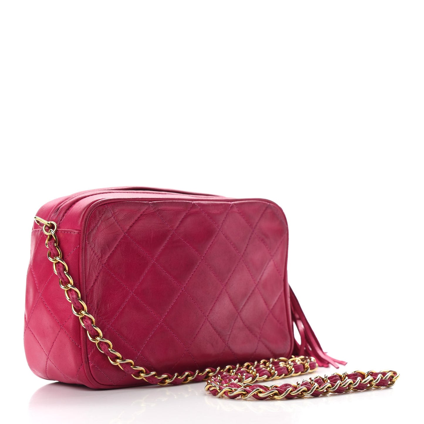 Lambskin Quilted CC Tassel Camera Case Pink