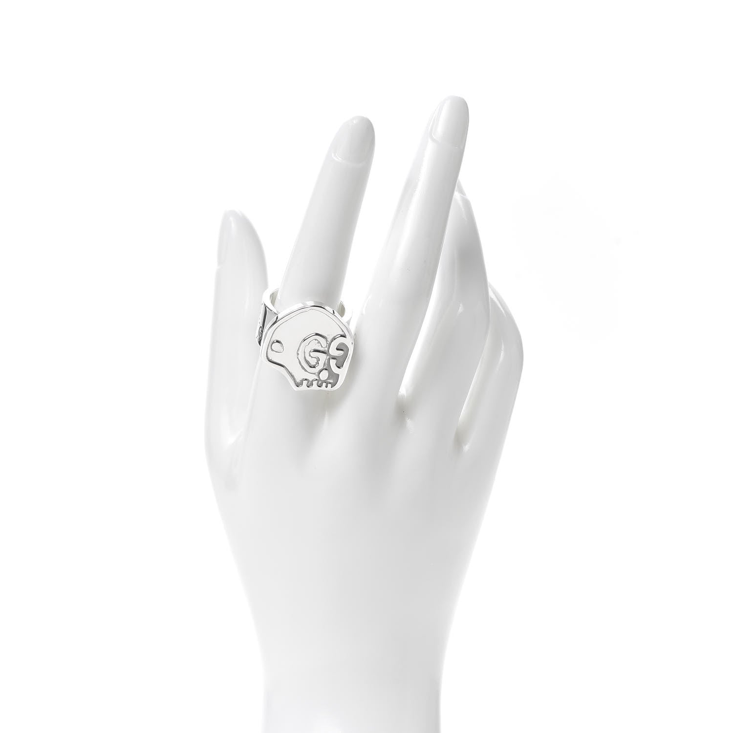 Gucci Sterling Silver GucciGhost Hamlet Skull Ring 60 9 2 of 7