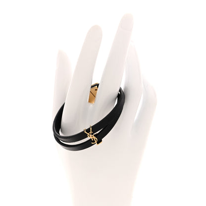Saint Laurent Calfskin Opyum Double Wrap Bracelet S Black 2 of 4