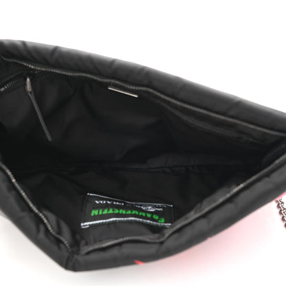 Prada X UNIVERSAL STUDIOS Tessuto Nylon Soft Padded Frankenstein Rose Medium Chain Clutch Bag Lacca 11 of 11