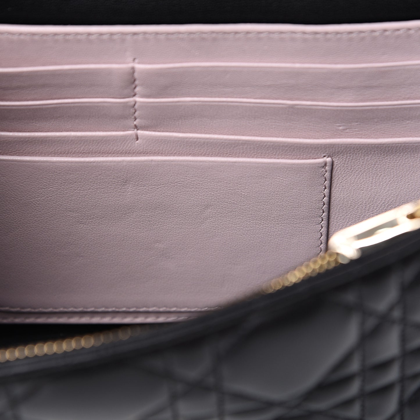 Lambskin Cannage Miss Dior Promenade Pouch Black