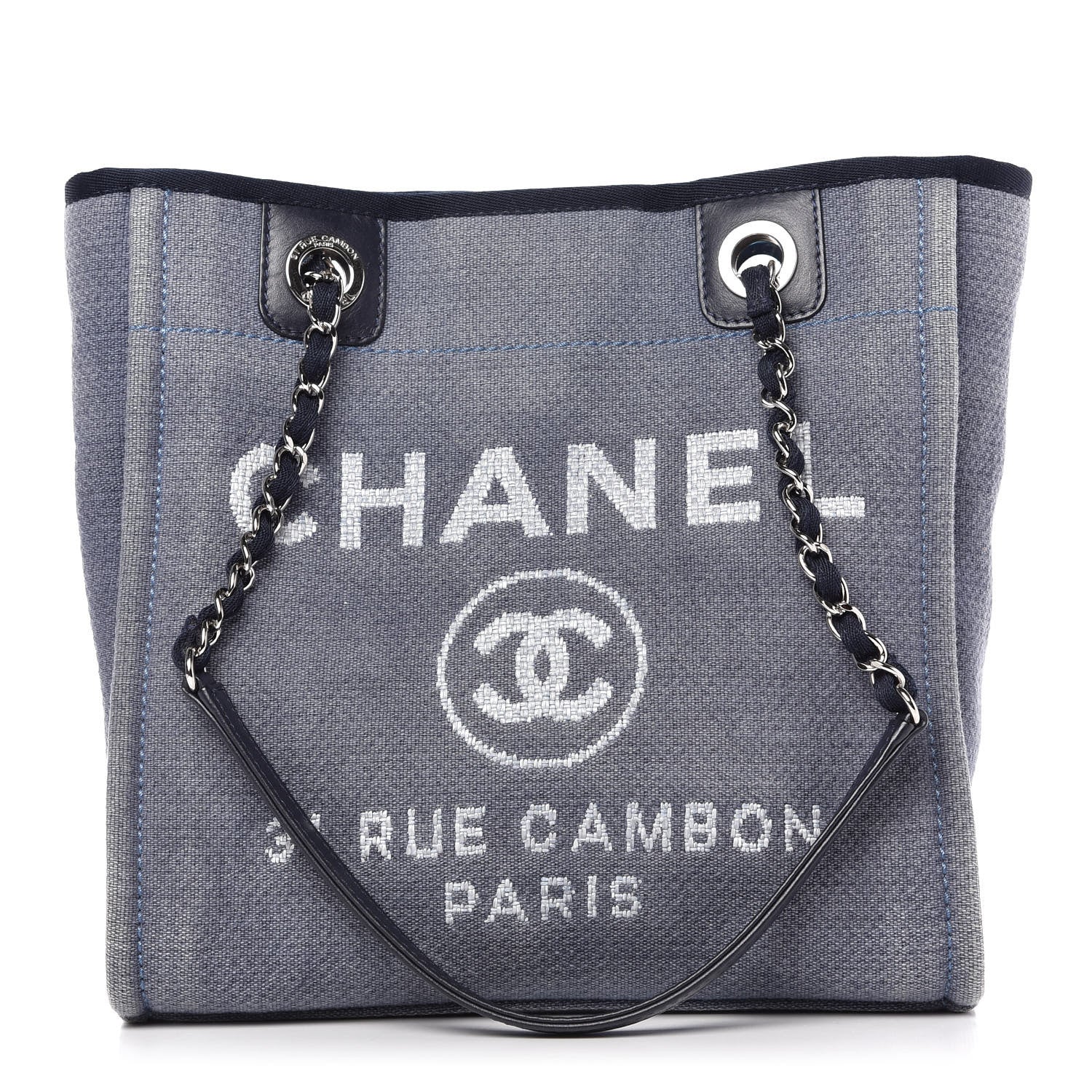 Chanel Canvas Mini Deauville Tote Denim Blue 1 of 10