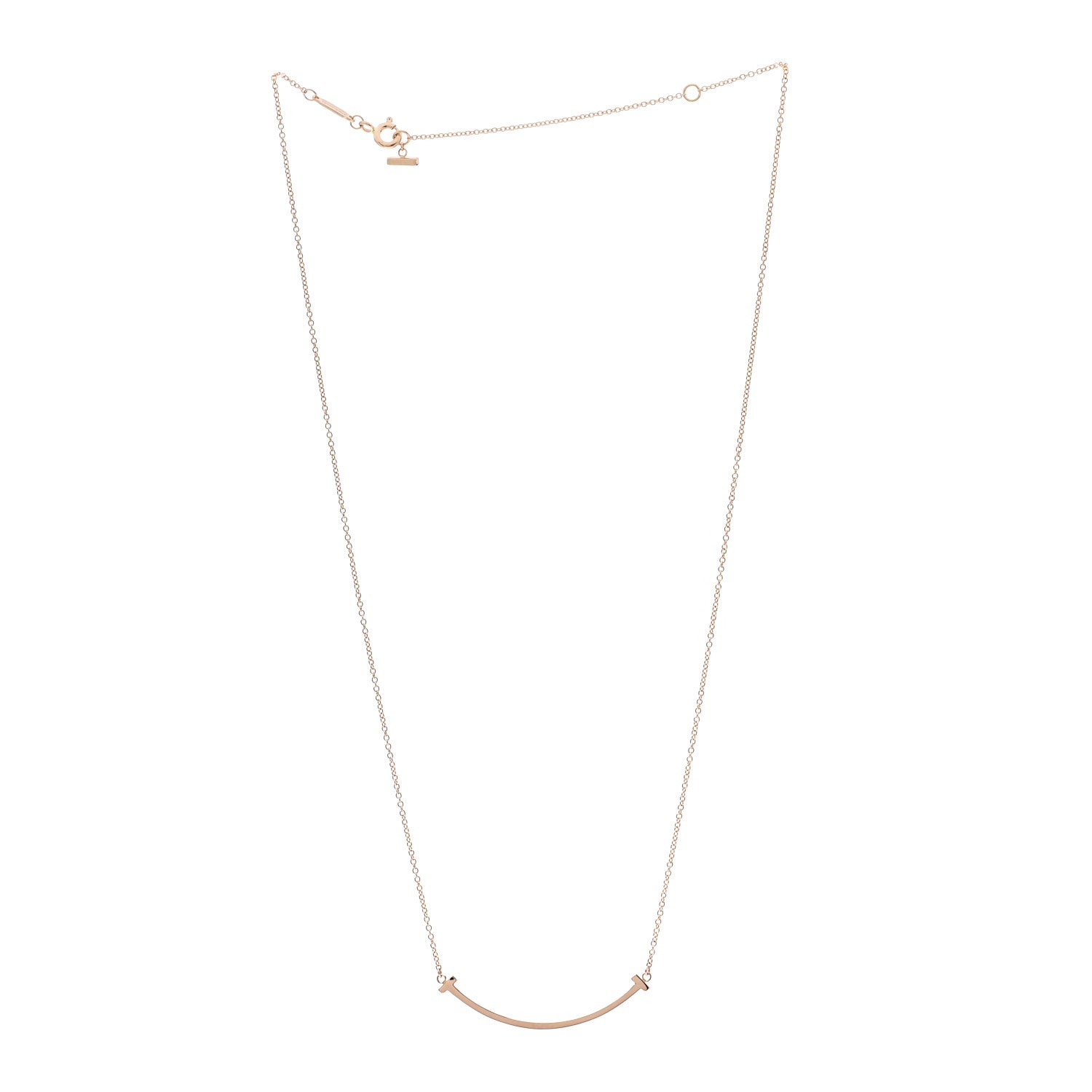 Tiffany 18K Rose Gold Small T Smile Pendant Necklace 3 of 6