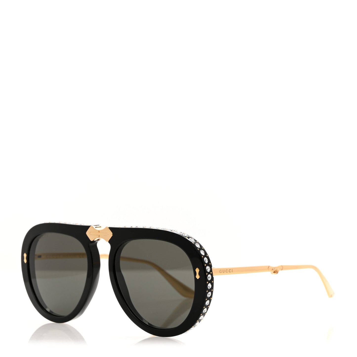 Acetate Crystal Foldable Aviator Sunglasses GG0307S Black