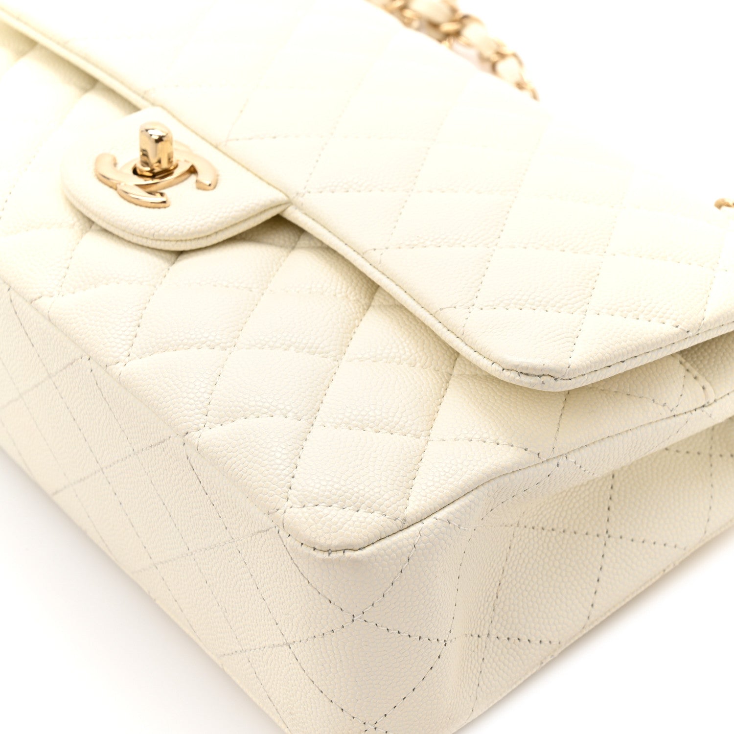 Chanel Caviar Quilted Medium Double Flap White 12 of 14