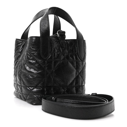 Christian Dior Crinkled Calfskin Macrocannage Small Toujours Vertical Tote Black 3 of 10