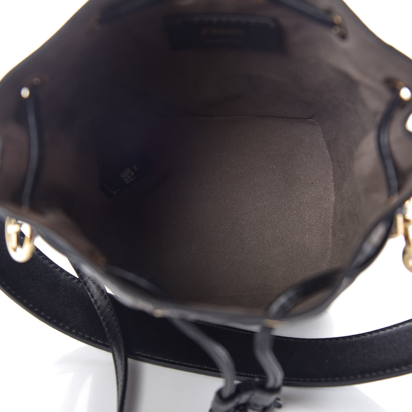 Vitello Liberty F is Fendi Bi-Color FF 1974 Embossed Mini Mon Tresor Bucket Bag Maya Black