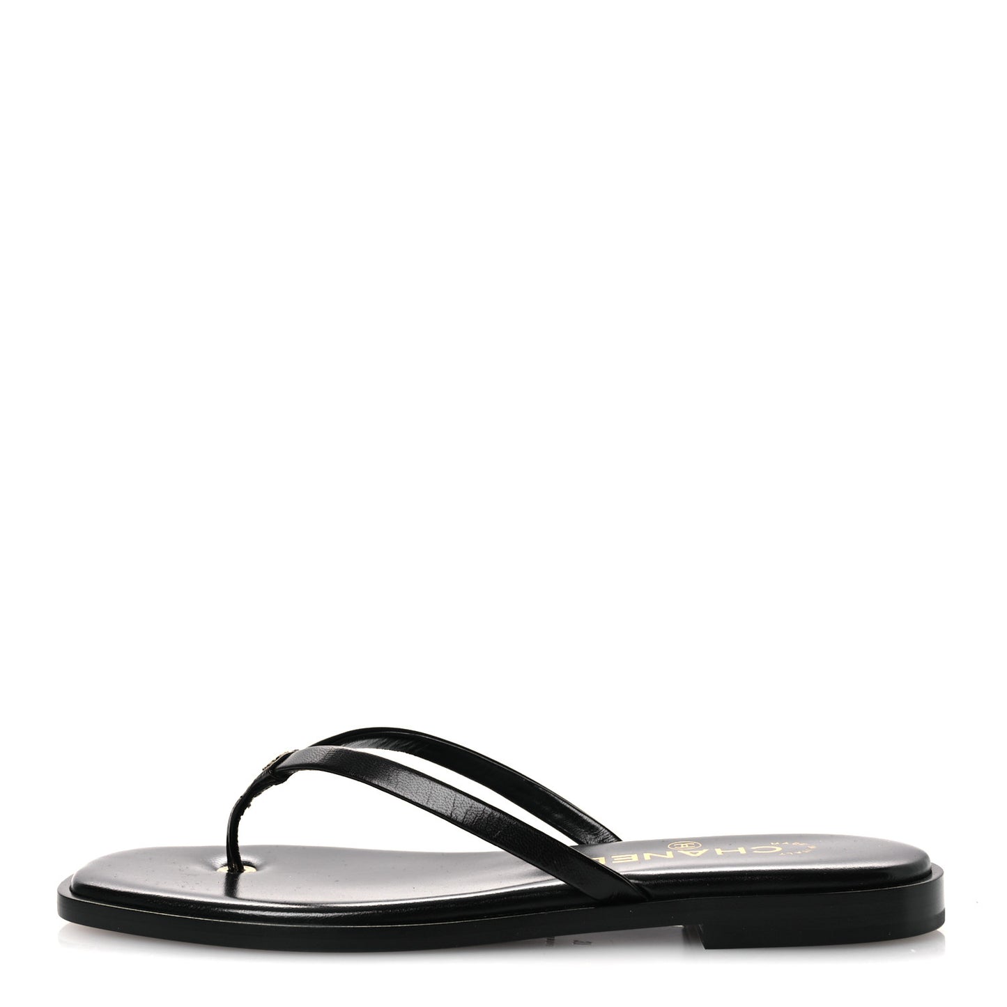 Goatskin CC Times Square Thong Sandals 37 Black