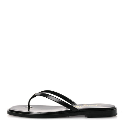 Chanel Goatskin CC Times Square Thong Sandals 37 Black 1 of 12