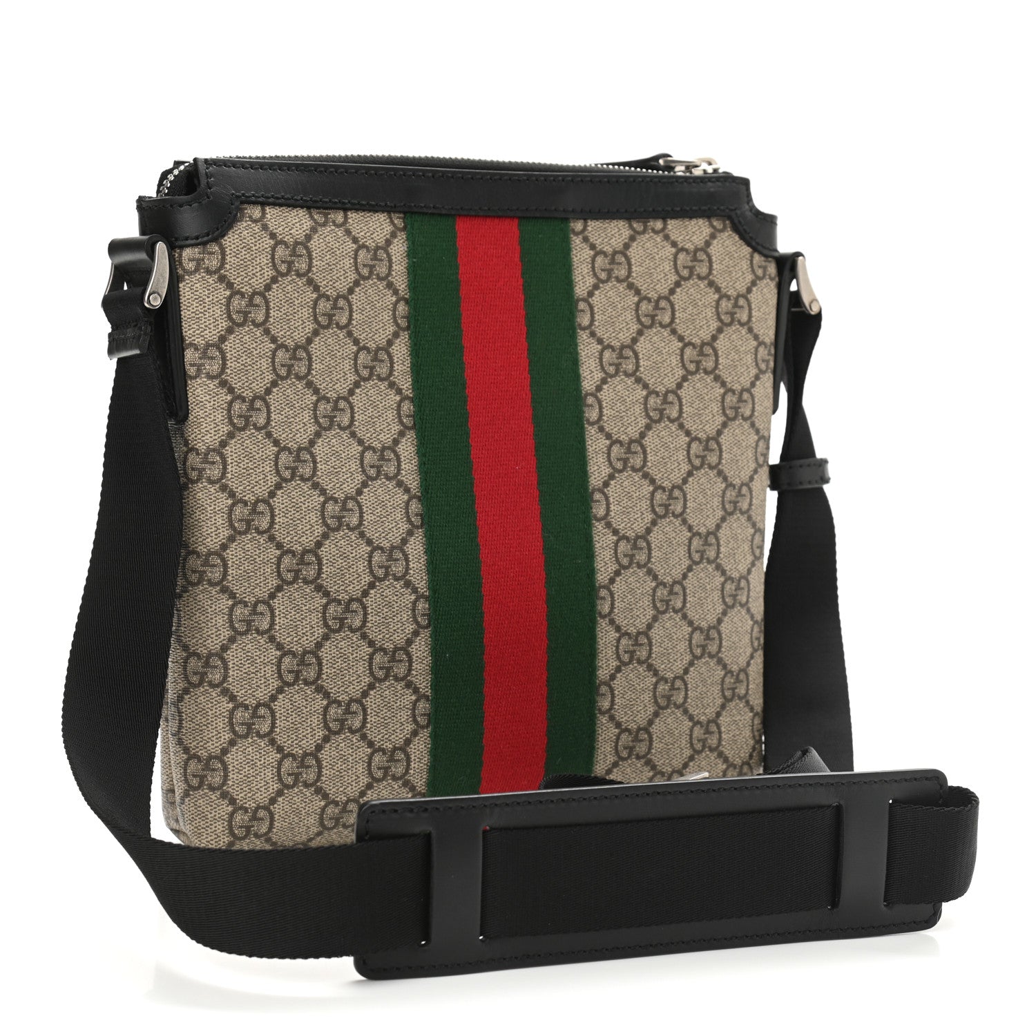 Gucci GG Supreme Monogram Web Messenger Bag Black 3 of 10