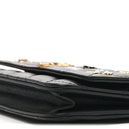 Chanel Aged Calfskin Quilted Lucky Charms 2.55 Reissue Wallet On Chain WOC Black 10 of 11