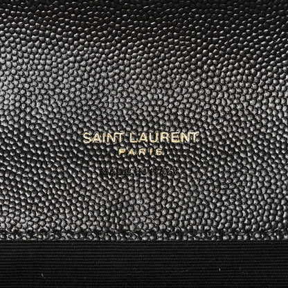 Saint Laurent Grain De Poudre Matelasse Chevron Monogram Envelope Clutch Black 7 of 11