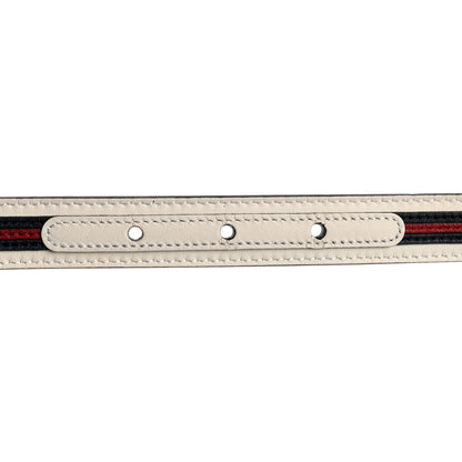 Gucci Calfskin 20mm Torchon Double G Sylvie Belt 85 34 Off White Blue Red 4 of 5