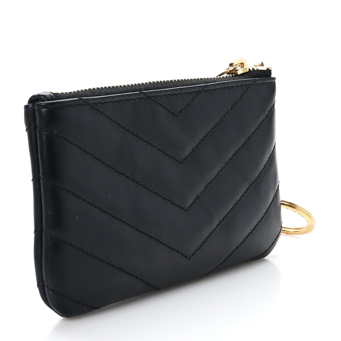 Calfskin Matelasse Monogram Key Pouch Black