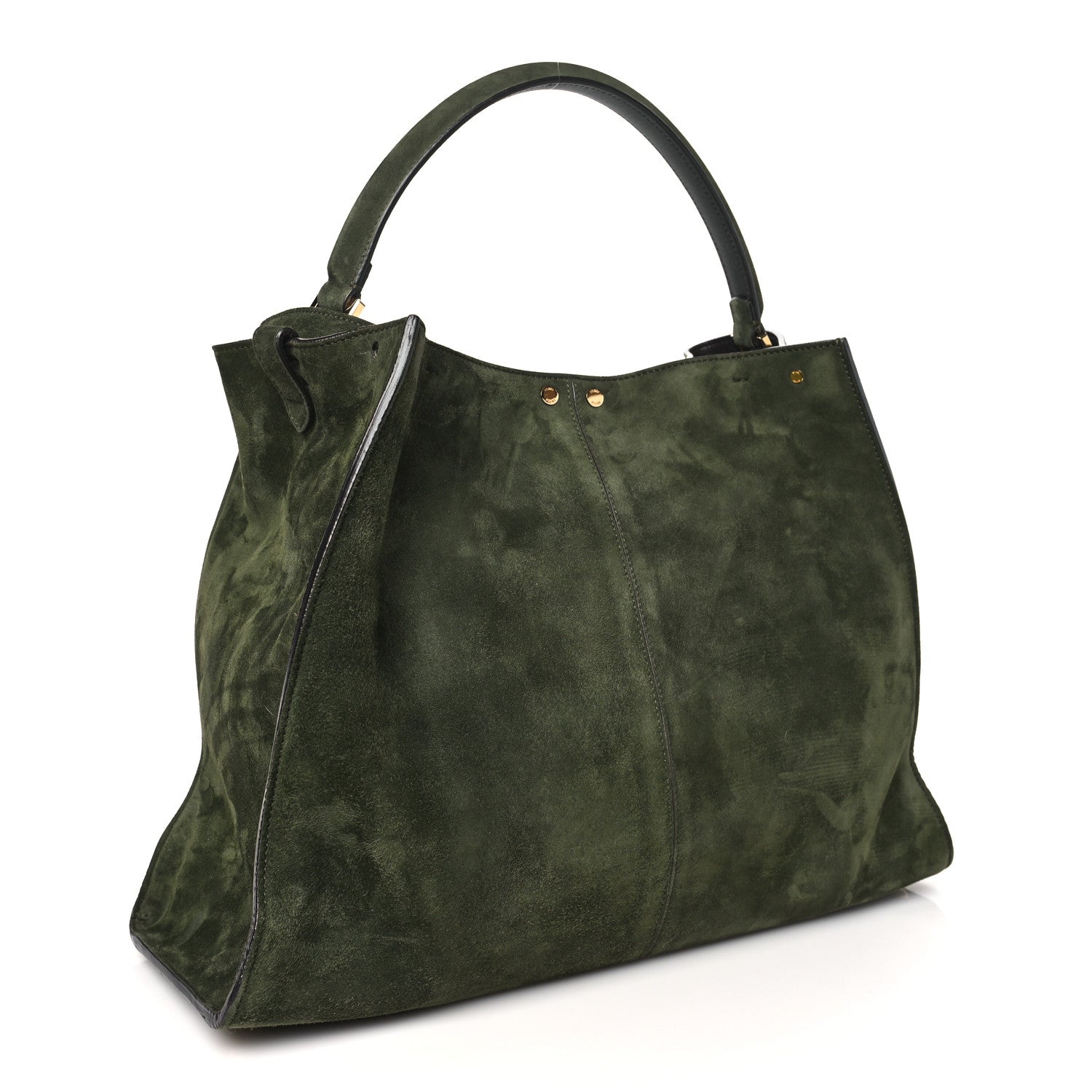 Fendi Camoscio Glazed Fabric FF 1974 Large Peekaboo X-Lite Amazzonia Mogano Panna 3 of 8