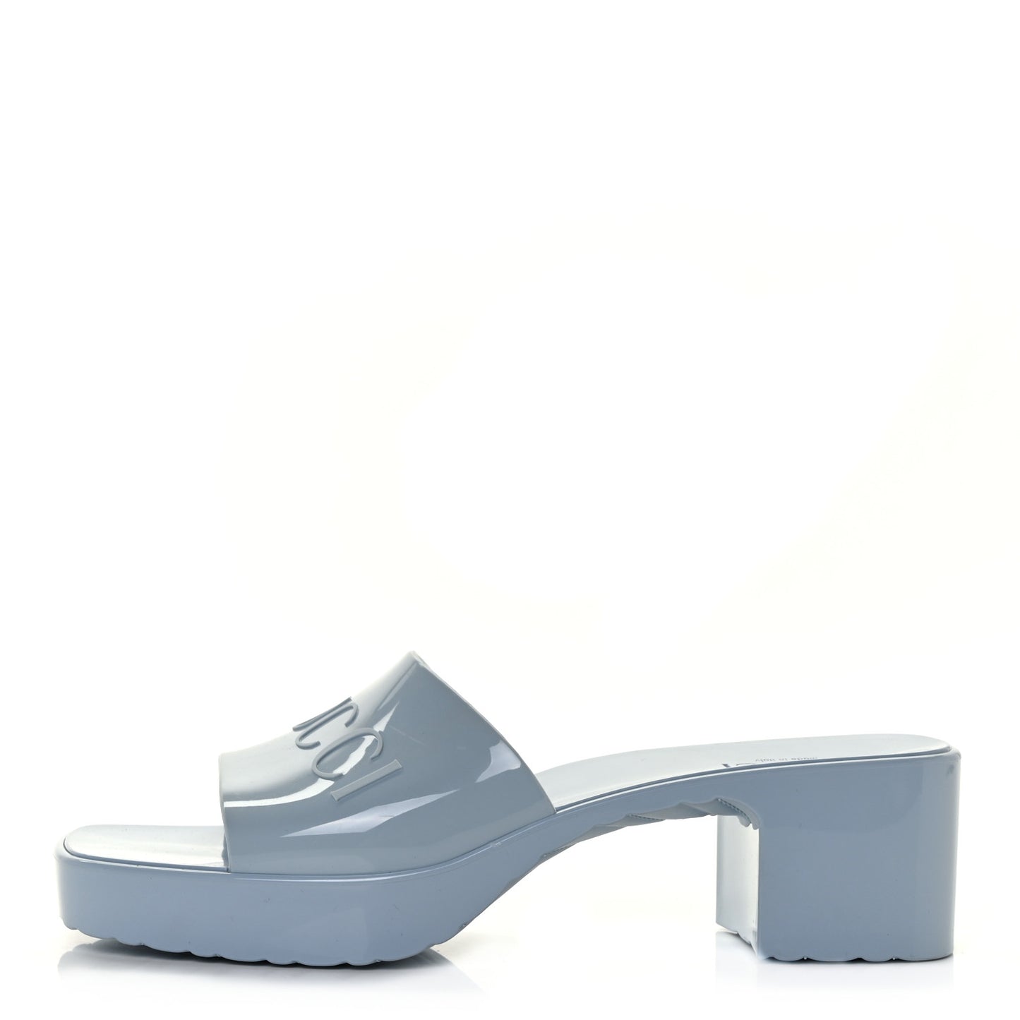 Rubber Gucci Logo Womens Platform 20/60mm Slide Sandals 42 Porcelain Light Blue