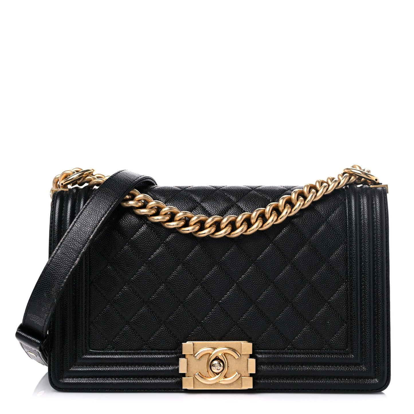 Caviar Quilted Medium Boy Flap Black
