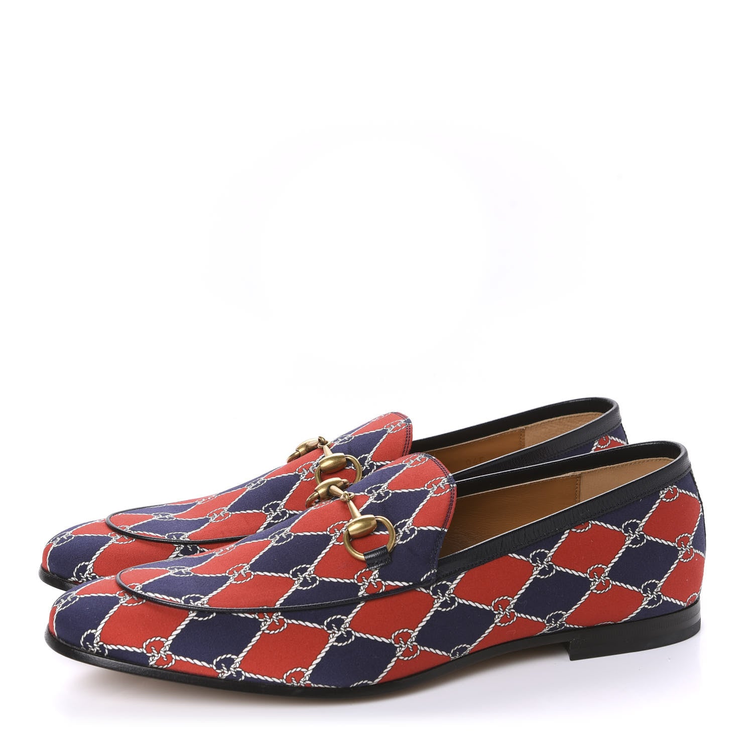 Gucci Mini GG Rhombus Chain Horsebit Mens Jordaan Loafers 10 Royal Bleuett Red 3 of 10