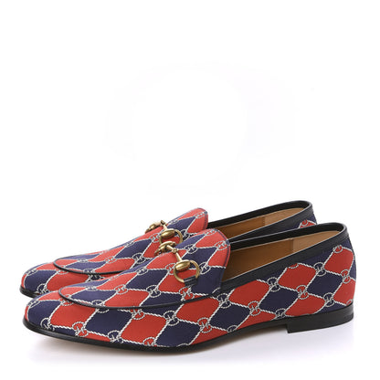 Gucci Mini GG Rhombus Chain Horsebit Mens Jordaan Loafers 10 Royal Bleuett Red 3 of 10