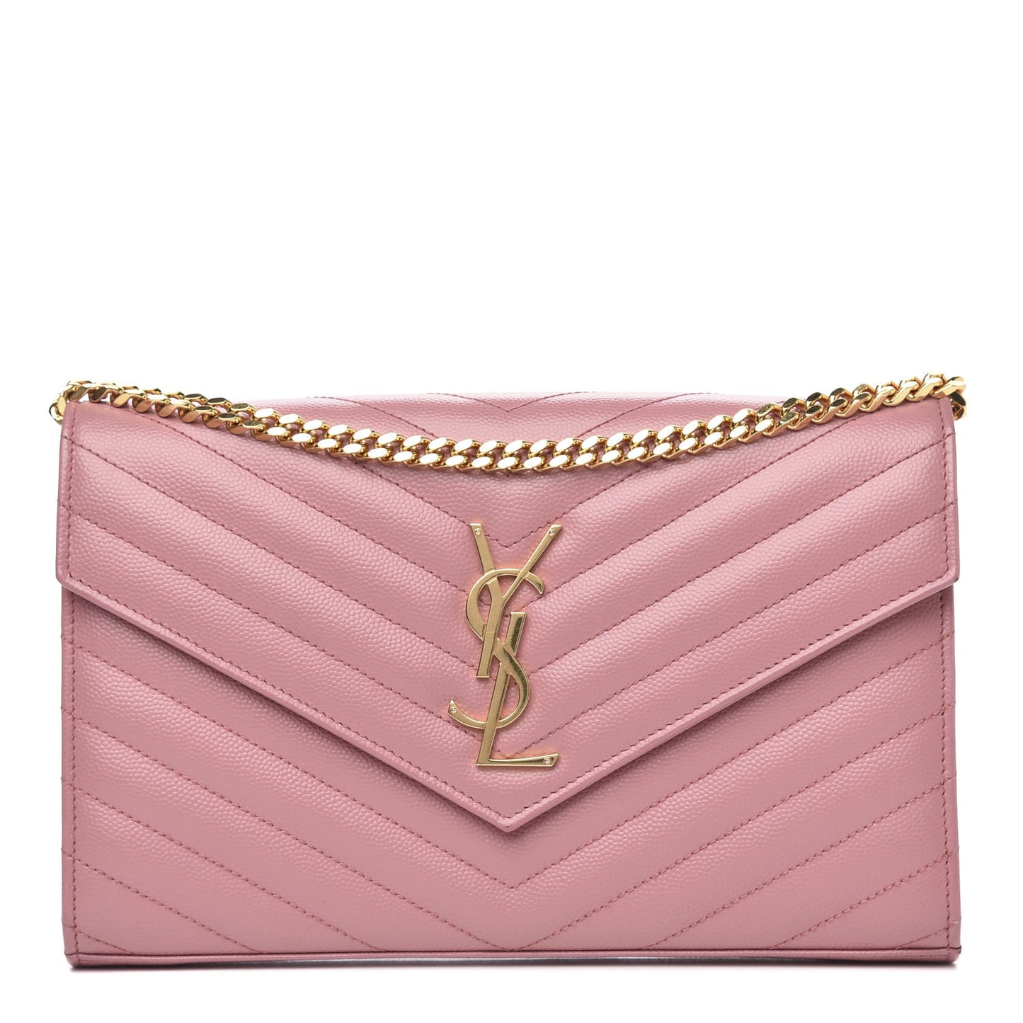 Grain De Poudre Matelasse Chevron Monogram Chain Wallet Tender Pink