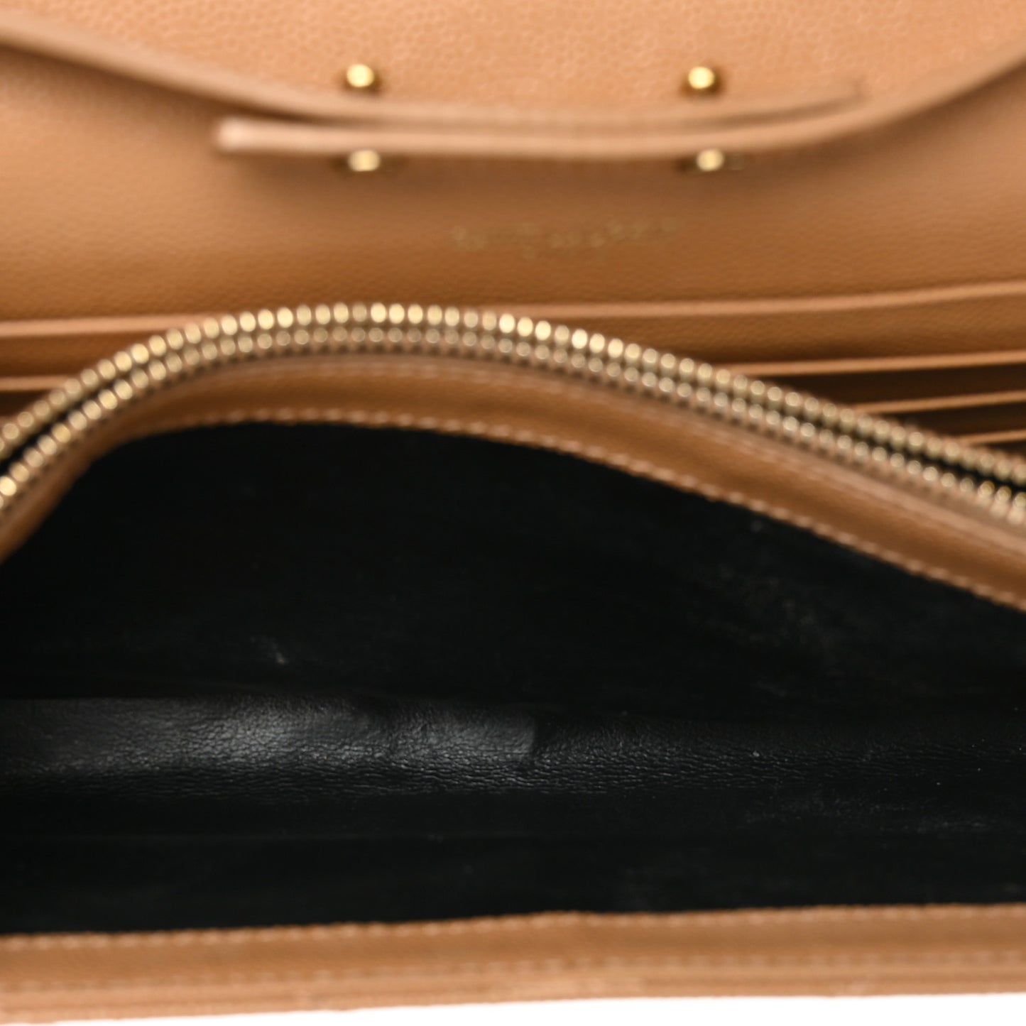 Grain De Poudre Matelasse Chevron Monogram Chain Wallet Natural Dark