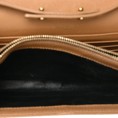 Saint Laurent Grain De Poudre Matelasse Chevron Monogram Chain Wallet Natural Dark 6 of 13