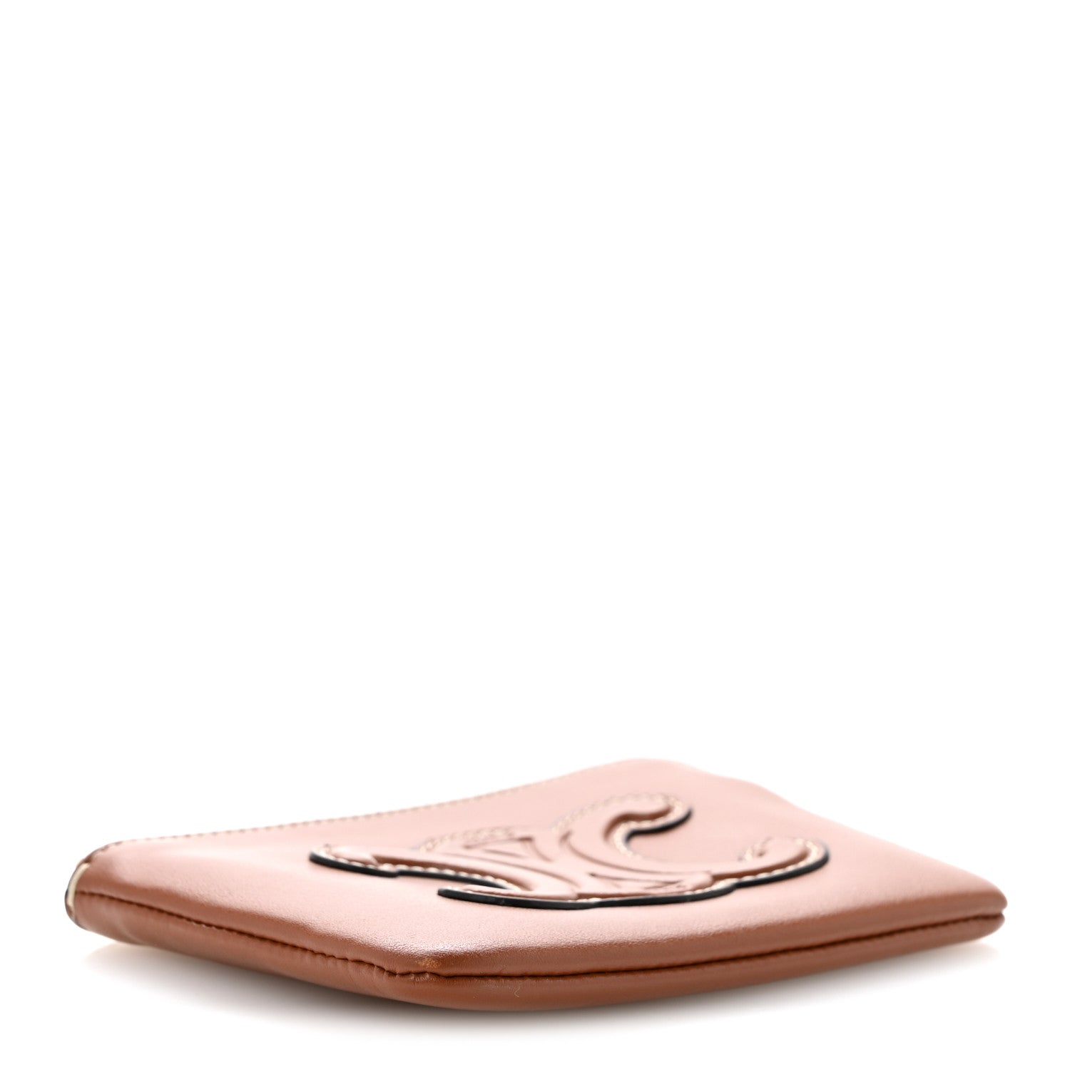 Celine Smooth Calfskin Cuir Triomphe Coin and Card Pouch With Hook Tan 4 of 11