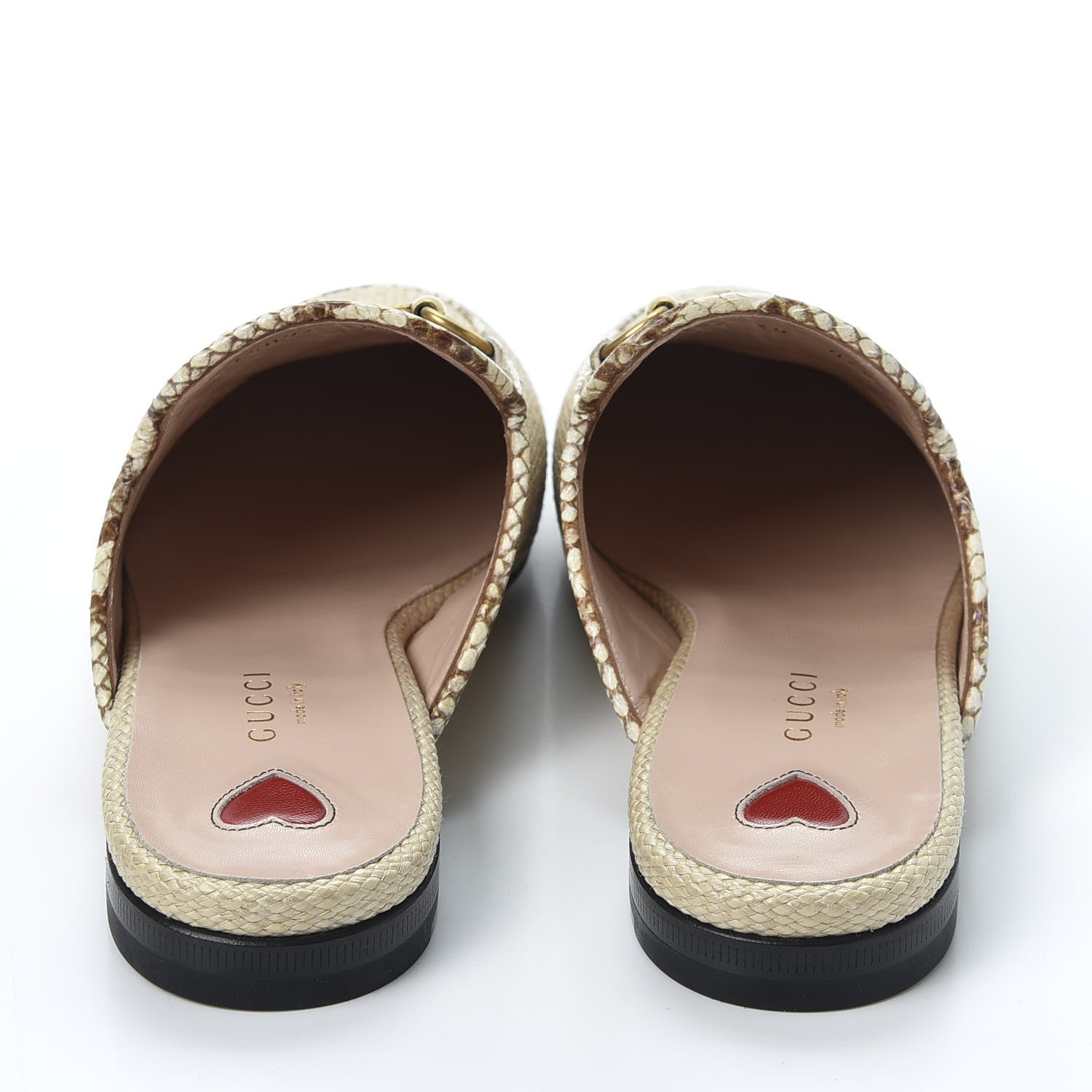 Gucci Straw Elaphe Womens Princetown Slippers 38 Natural Cream Brown 6 of 10