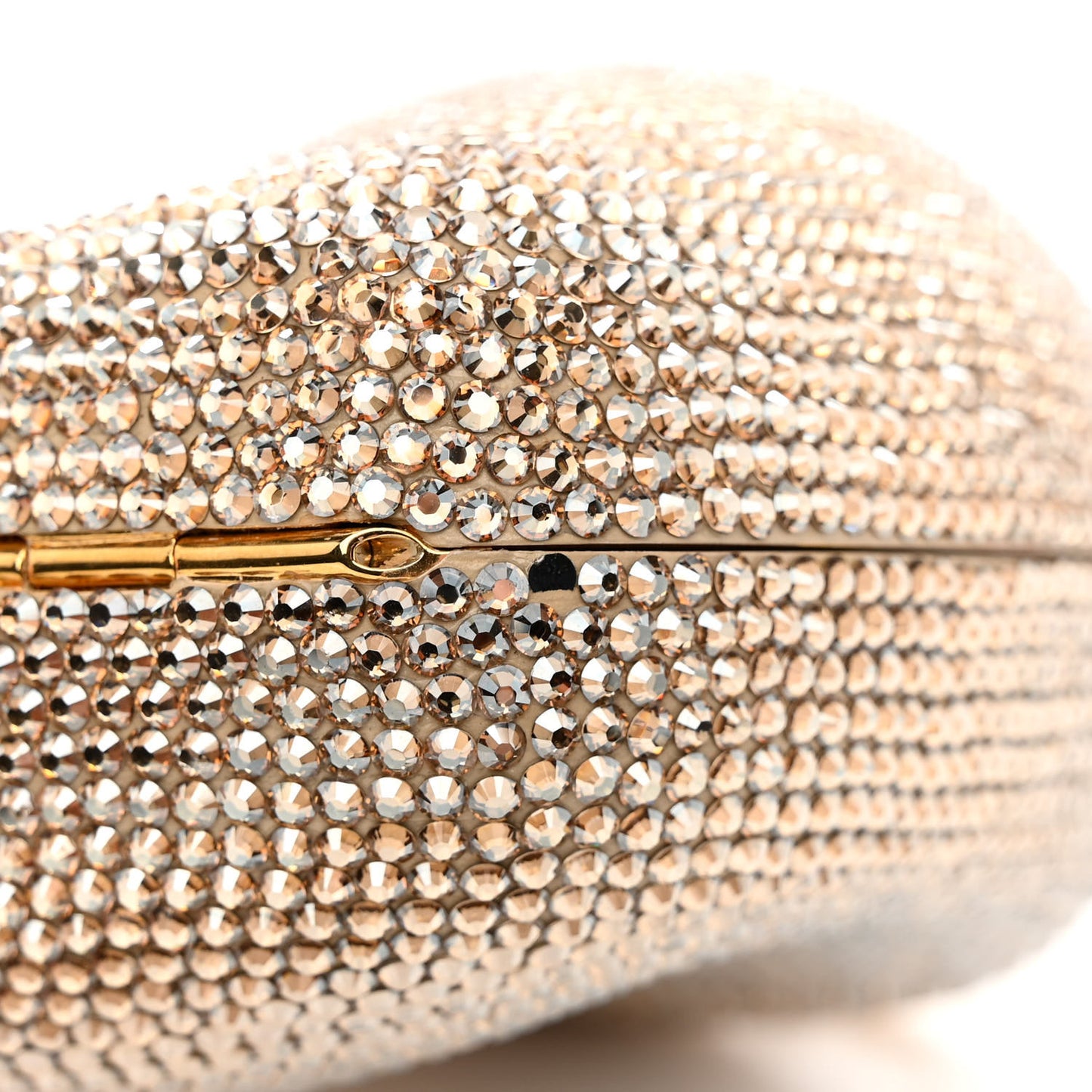 Crystal Heart Minaudiere Clutch Gold