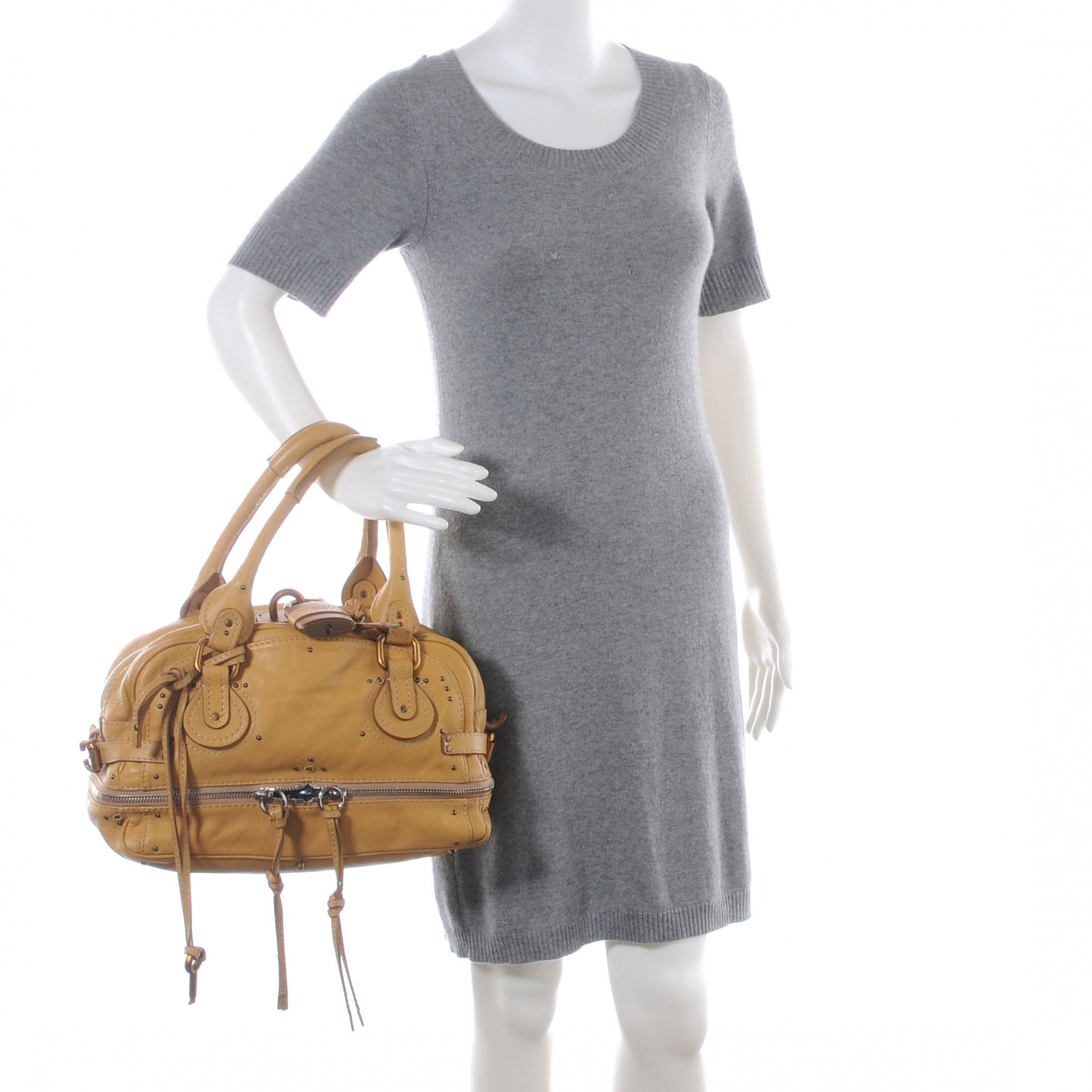 Leather Paddington Double Zipped Bowler Tan
