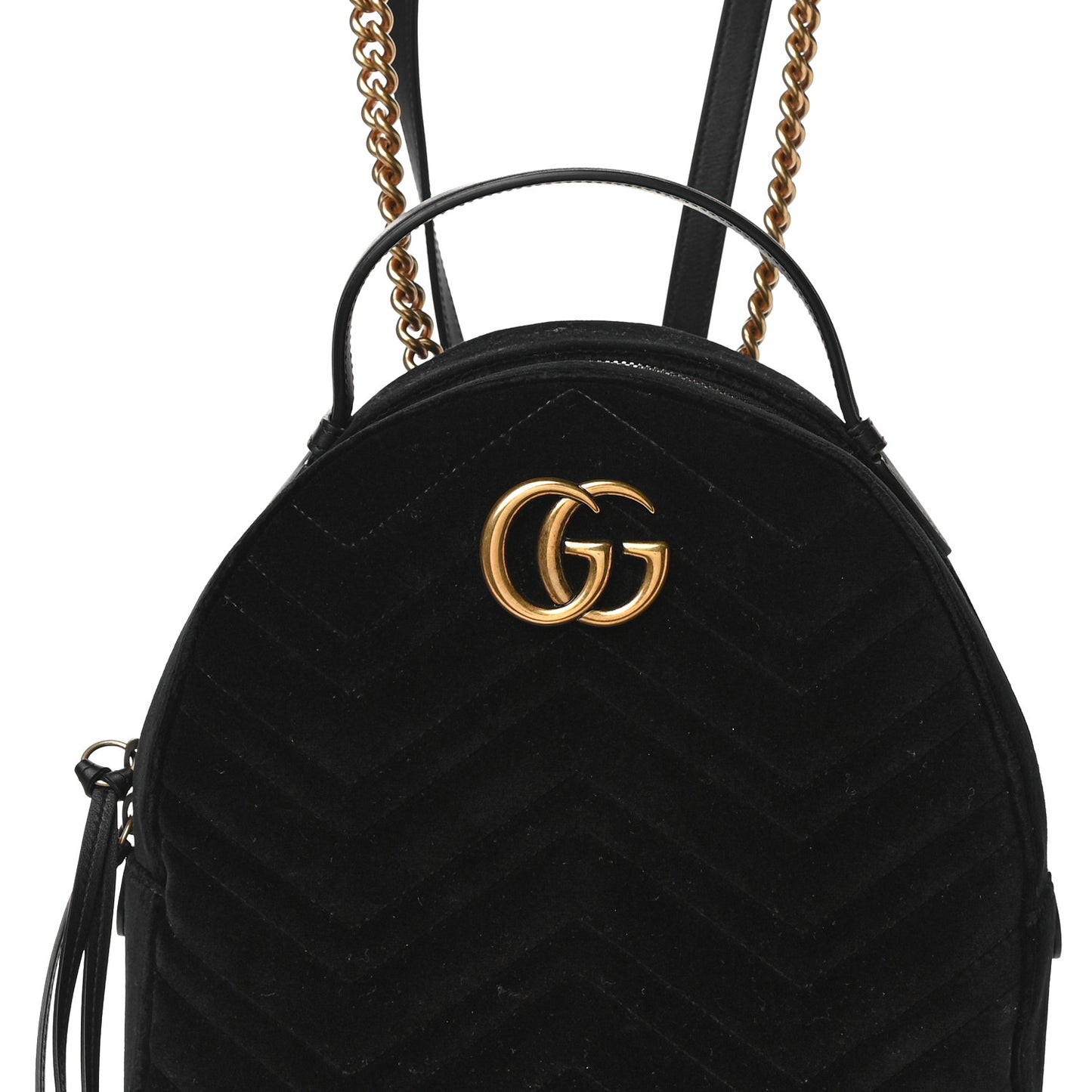 Velvet Matelasse GG Marmont Dome Backpack Black