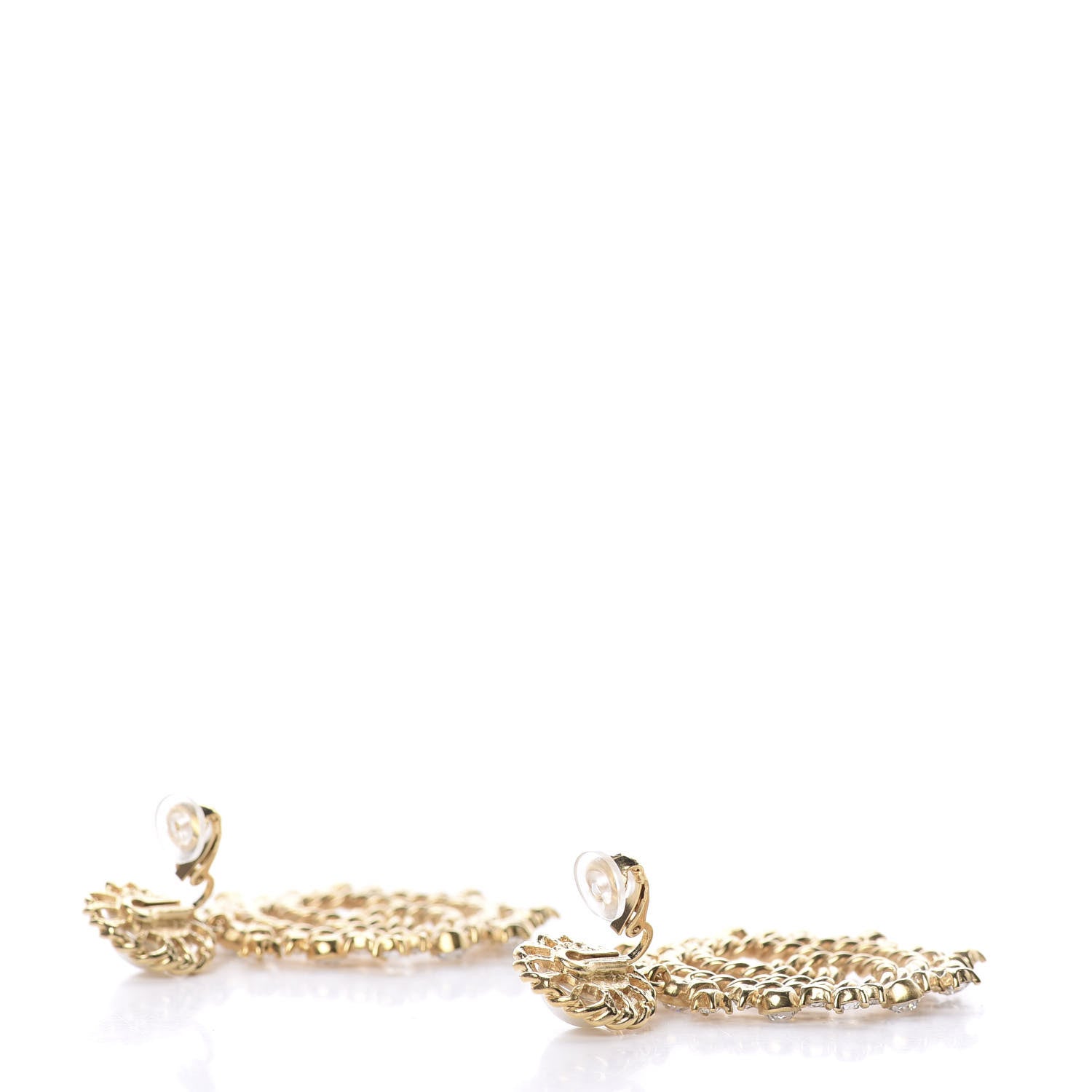 Chanel Pearl Crystal CC-Casino Clip On Earrings Gold 3 of 5