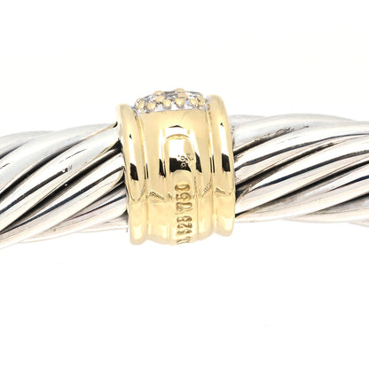David Yurman Sterling Silver 18K Yellow Gold Diamond 7mm Cable Classics Station Bracelet 3 of 4