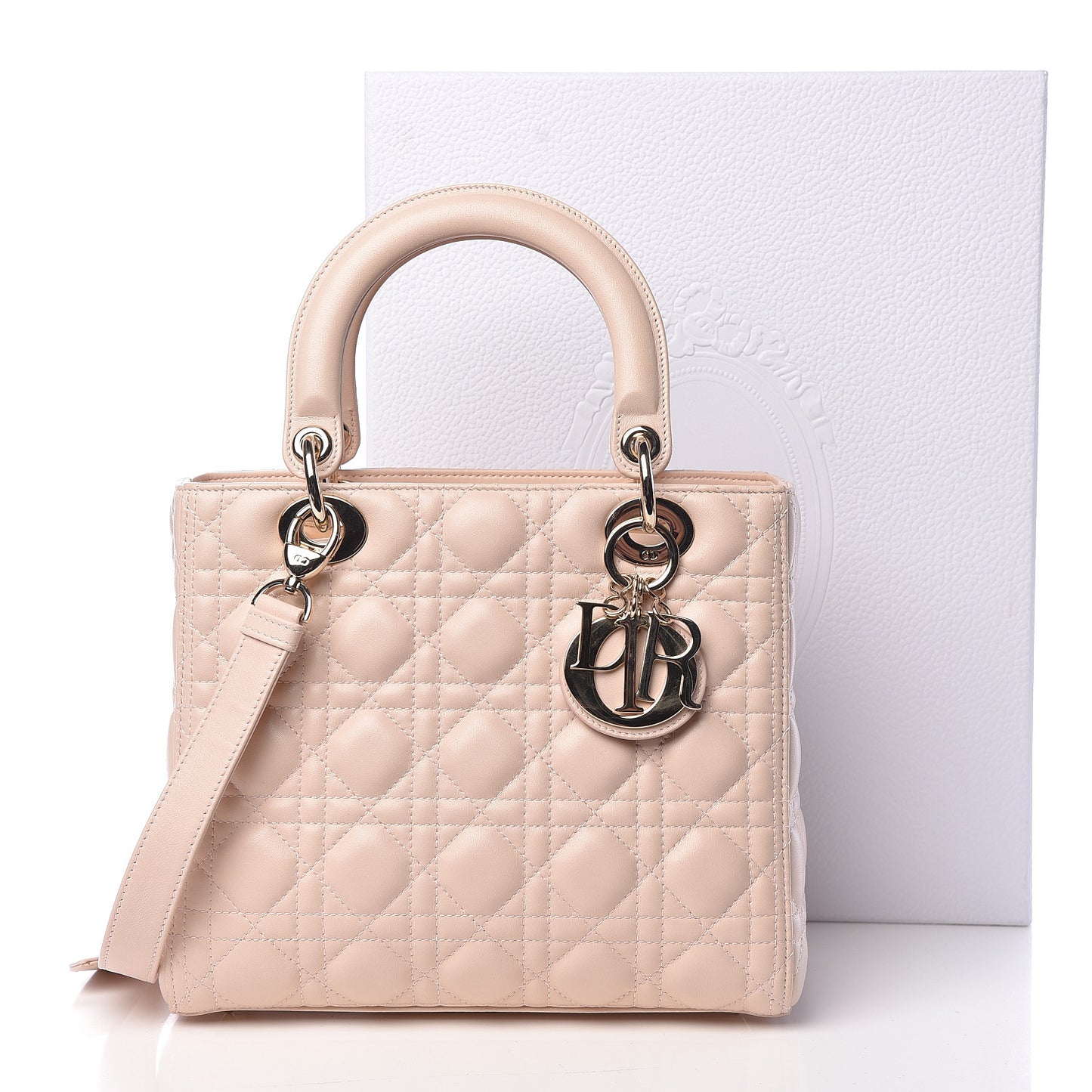 Lambskin Cannage Medium Lady Dior Light Pink