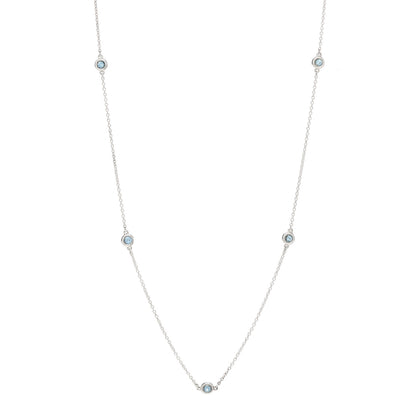 Tiffany Sterling Silver Aquamarine Elsa Peretti Color By The Yard 5 Station Necklace 1 of 6