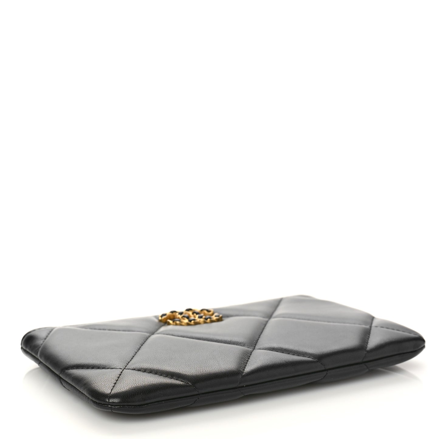 Lambskin Quilted Small Chanel 19 Pouch Black