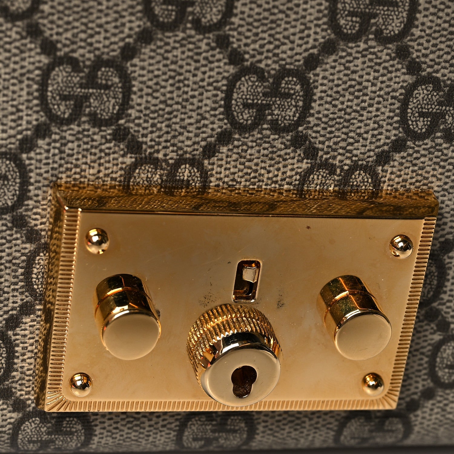 Gucci GG Supreme Monogram Calfskin Small Padlock Shoulder Bag Beige Black Cuir 17 of 17