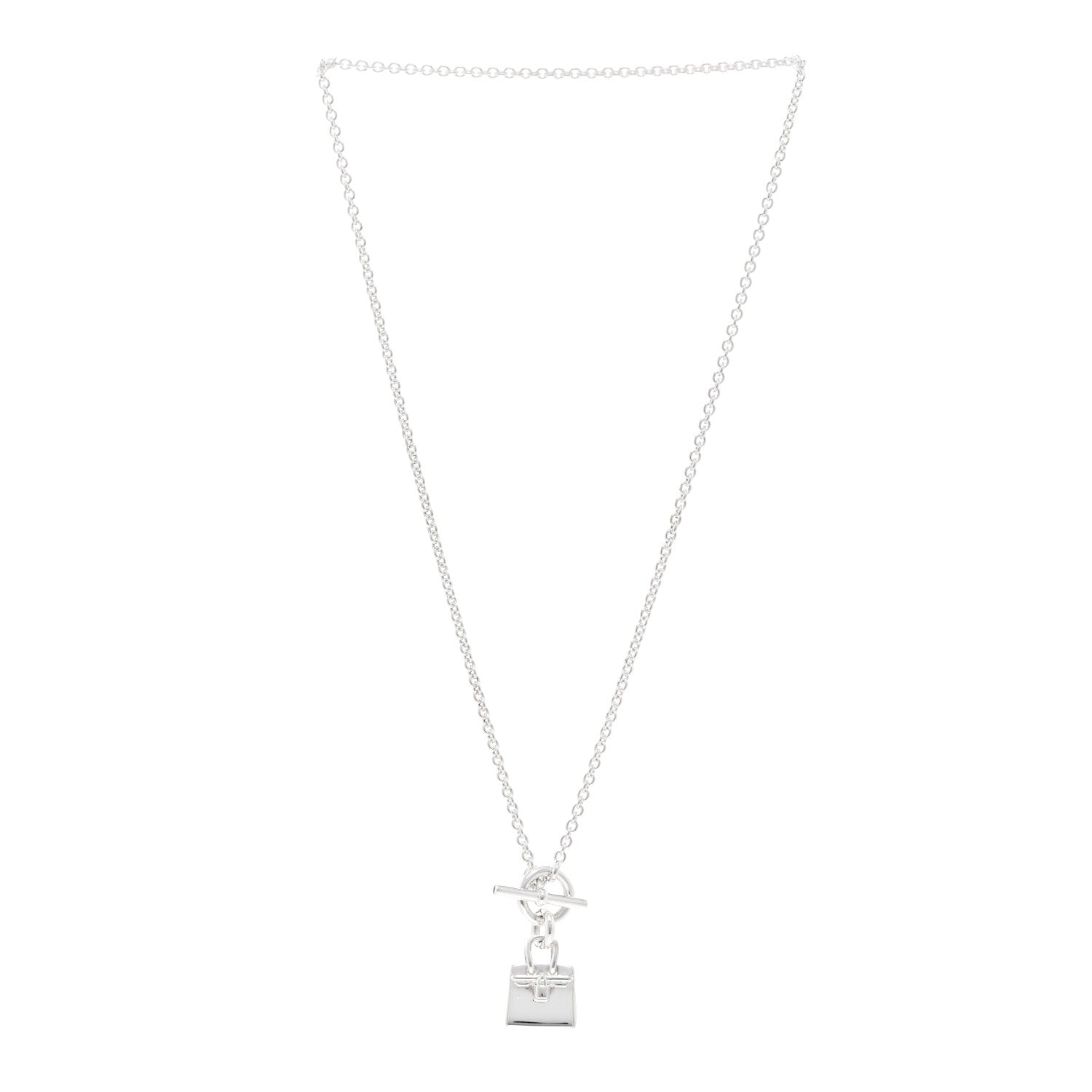 Hermes Sterling Silver Birkin Amulette Pendant Necklace 3 of 5