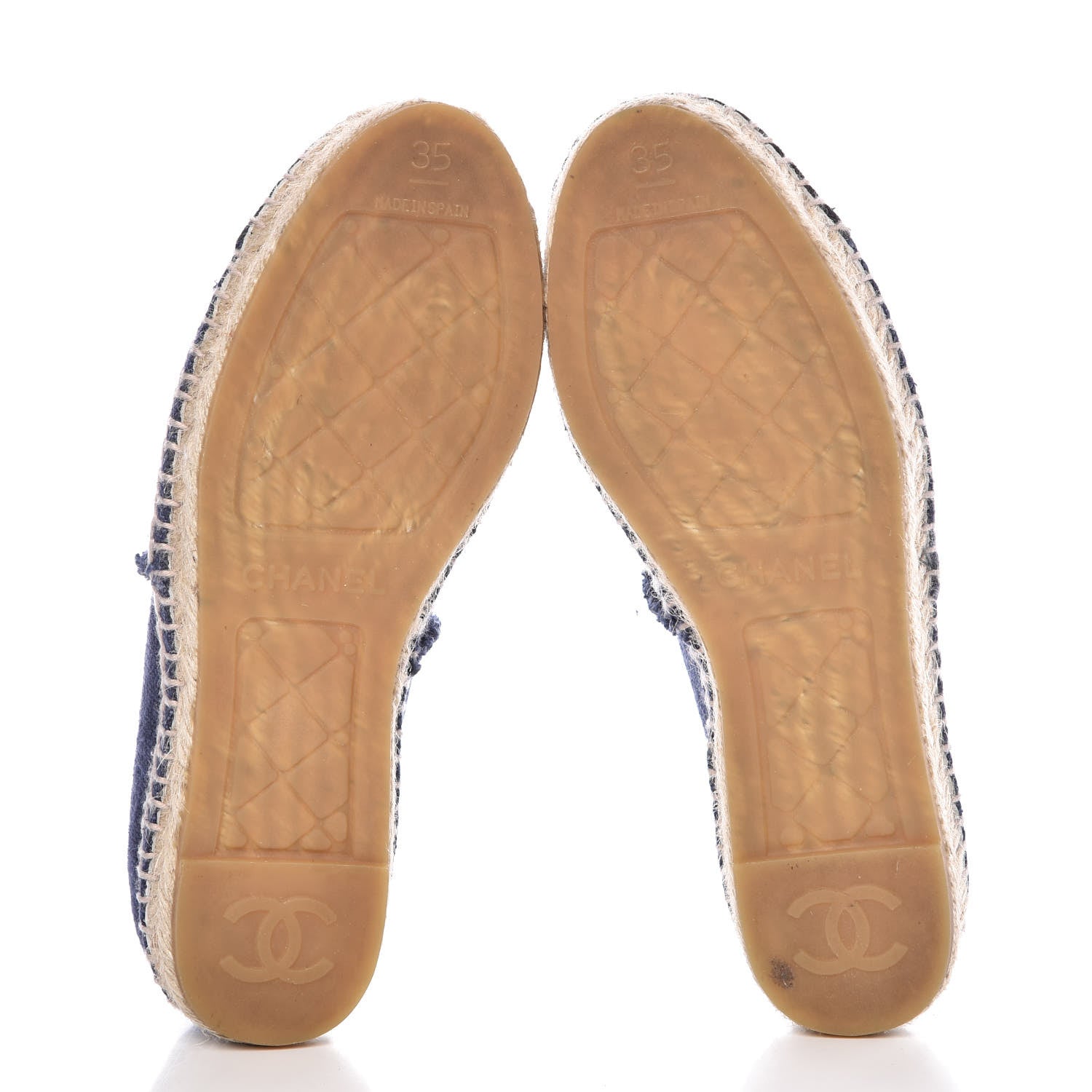 Chanel Denim Toile CC Espadrilles 35 Navy Black 5 of 12