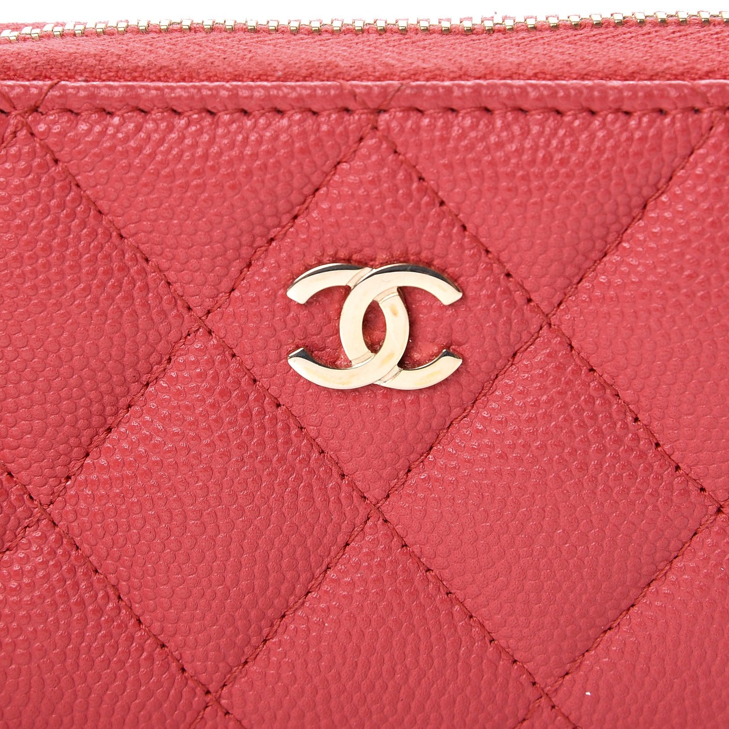 Caviar Quilted Zip Coin Purse Dark Pink